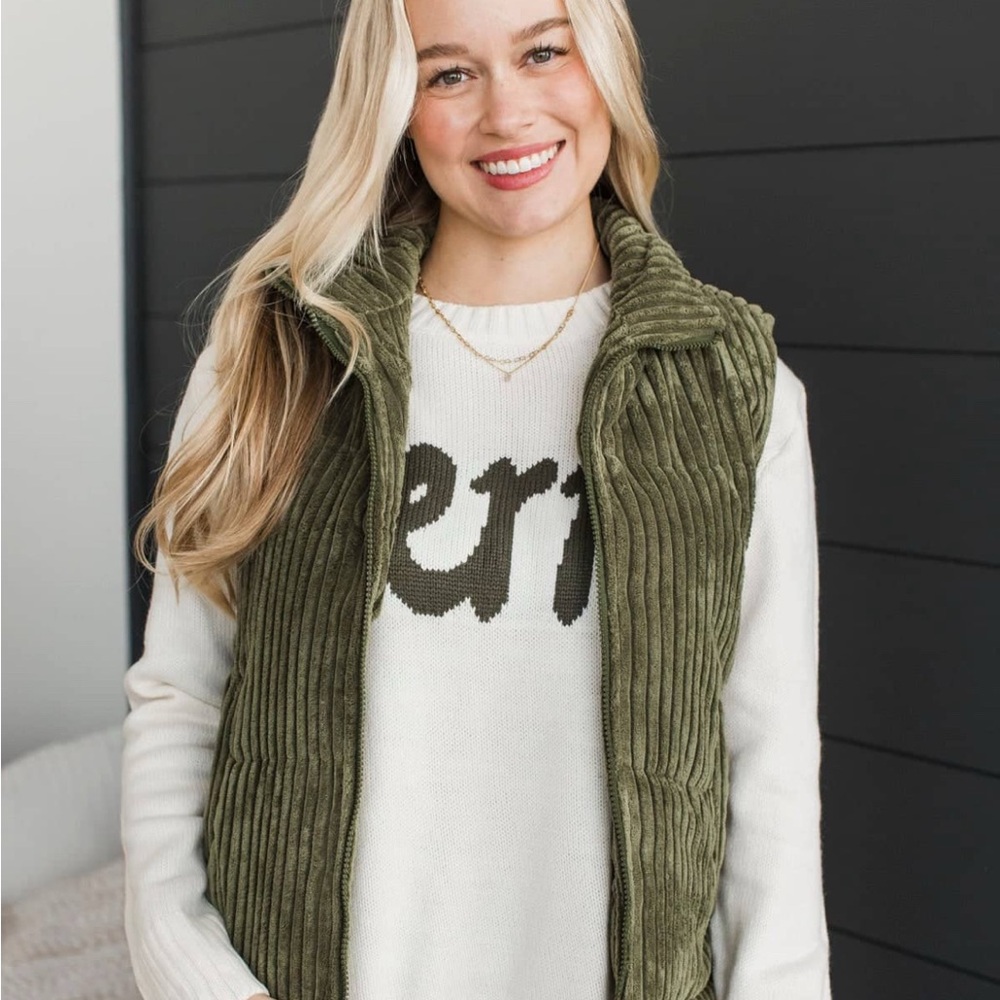 Pulse Boutique Olive Green Corduroy Vest